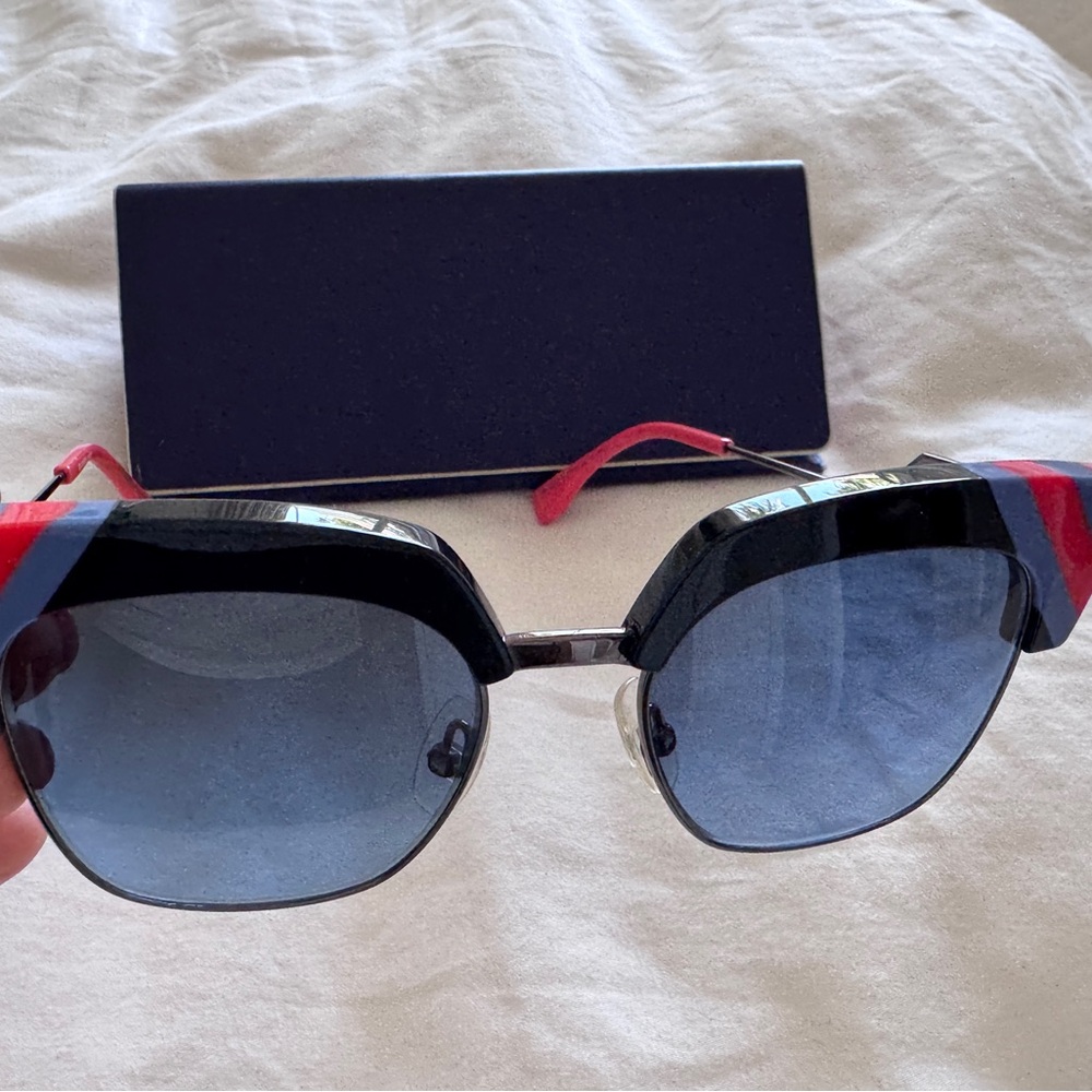 Fendi Waves Sunglasses FF 0241S Red Accents & Blue Gradient Lenses